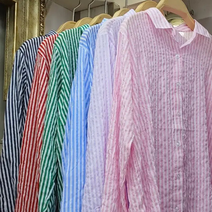 [BUNJANG] Stripe Cotton Shirt / 아사면 남방