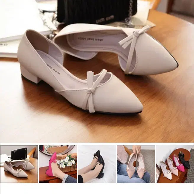 [BUNJANG] Beige Ribbon Pumps (225mm, 3cm Heel) / 새제품) 리본 장식 펌프스 225 굽3cm 판매합니다
