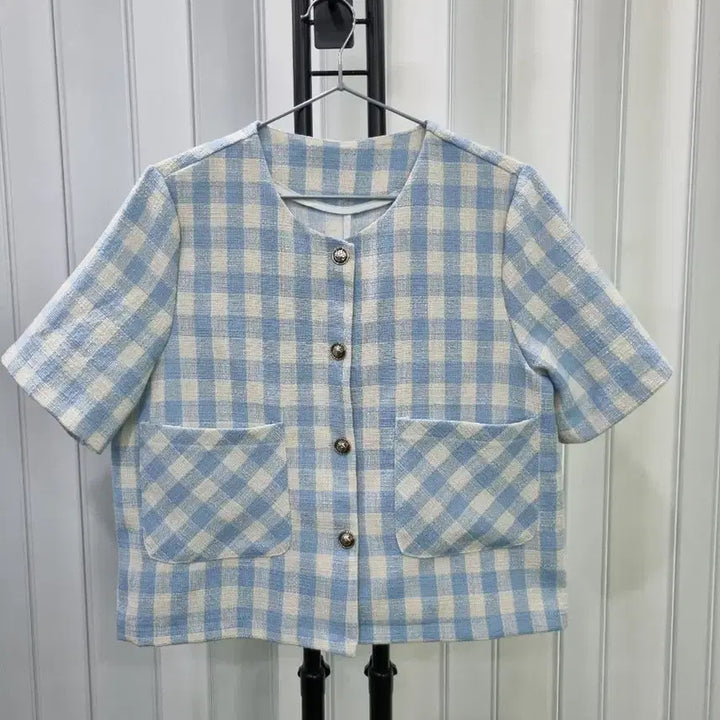 [BUNJANG] Check Pattern Short Sleeve Tweed Jacket / 체크 반팔 트위드 자켓