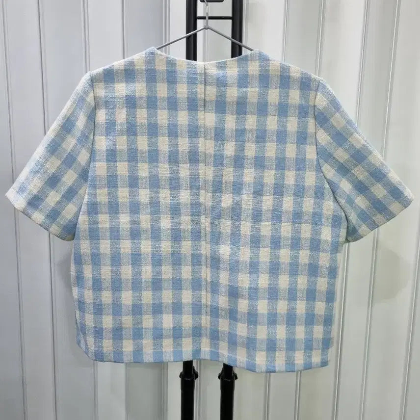 [BUNJANG] Check Pattern Short Sleeve Tweed Jacket / 체크 반팔 트위드 자켓