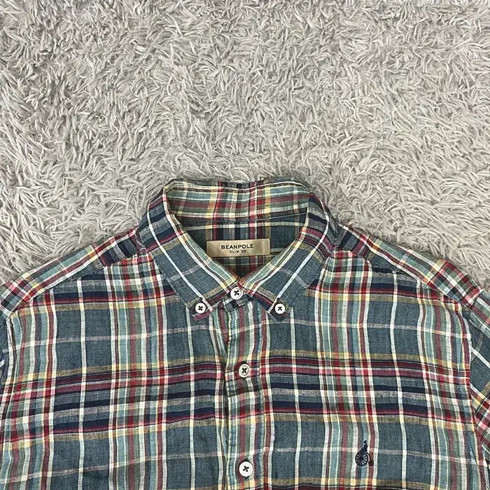 [BUNJANG] Beanpole Wool Long Sleeve Check Shirt 100 / 빈폴 마100 긴팔 체크 셔츠 100