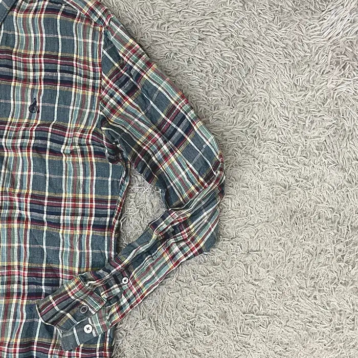 [BUNJANG] Beanpole Wool Long Sleeve Check Shirt 100 / 빈폴 마100 긴팔 체크 셔츠 100