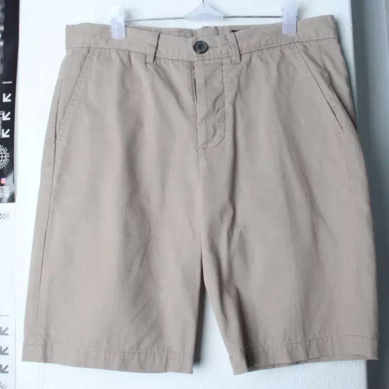 [BUNJANG] All Saints Beige Cotton Plain Shorts / (S-M) 올세인츠 반바지 팬츠 베이지 면 무지-2582