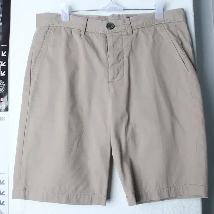 [BUNJANG] All Saints Beige Cotton Plain Shorts / (S-M) 올세인츠 반바지 팬츠 베이지 면 무지-2582