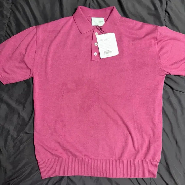 [BUNJANG] Preserved Station Short Sleeve Knit Polo Shirt Pink L / 프리저브드 스테이션 반팔 카라 니트 핑크 L 새상품