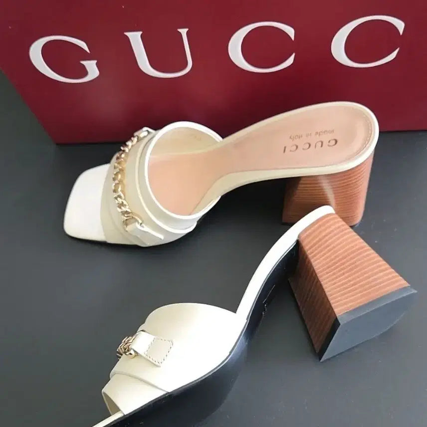 [BUNJANG] Gucci Lettering Chain Mules/Sandals/Slippers / 구찌 래터링 체인 뮬.샌들.슬리퍼 786594 <새상품>