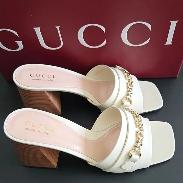 [BUNJANG] Gucci Lettering Chain Mules/Sandals/Slippers / 구찌 래터링 체인 뮬.샌들.슬리퍼 786594 <새상품>