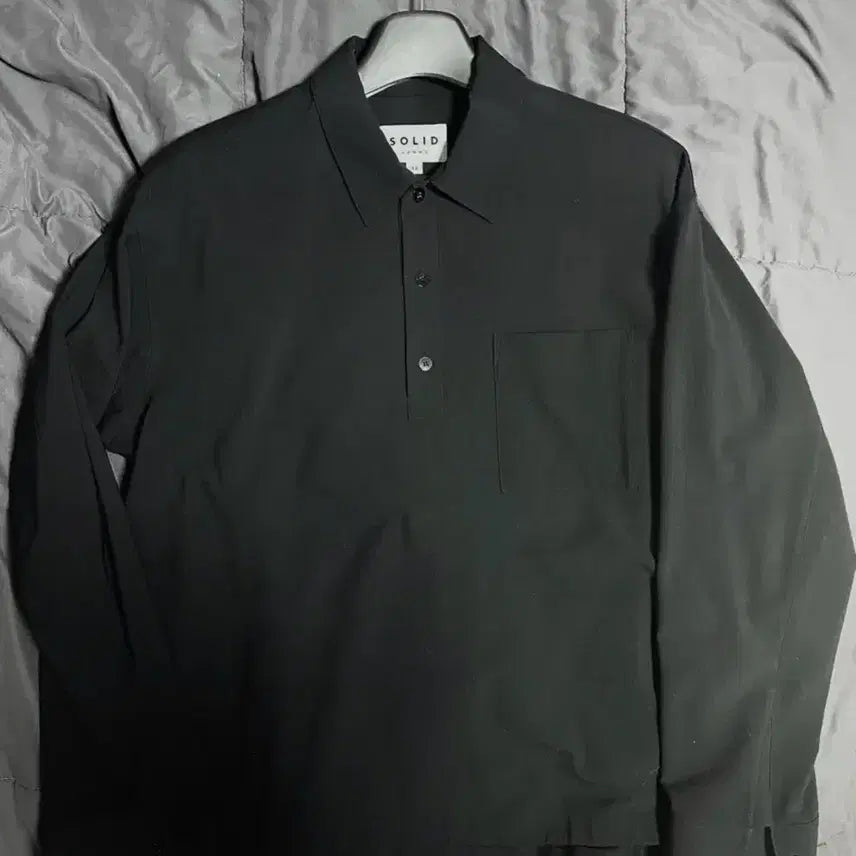 [BUNJANG] Solid Homme Black Half Shirt Size 48 / 솔리드옴므 블랙 하프 셔츠 48