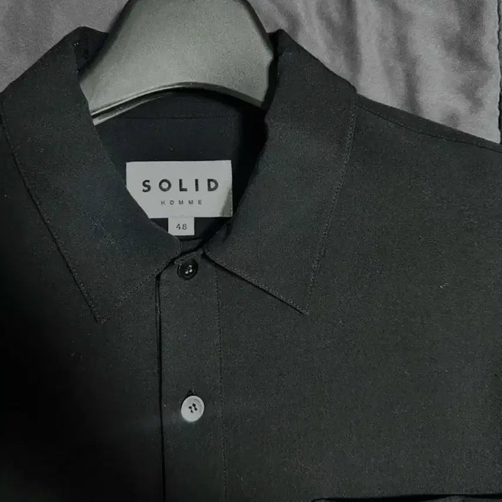 [BUNJANG] Solid Homme Black Half Shirt Size 48 / 솔리드옴므 블랙 하프 셔츠 48