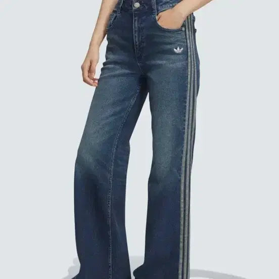 [BUNJANG] Adidas Denim Wide Pants with 3-Stripes, Size 28 / 아디다스 데님 와이드 팬츠 3선 28