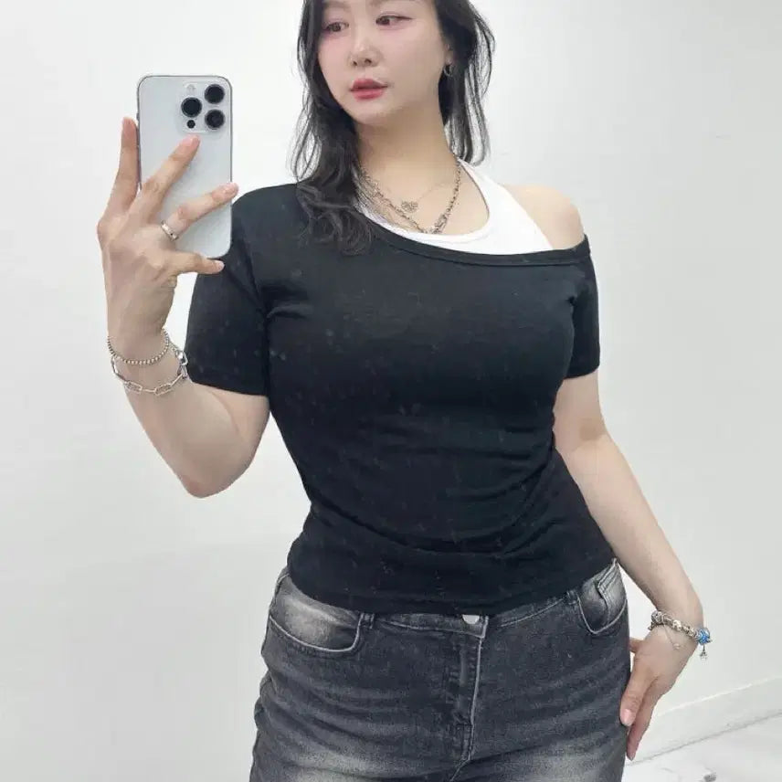 [BUNJANG] Simple One-Off Double-Sided Slim Fit Short Sleeve T-Shirt (Plus Size Available, 55-77) / 새상품 심플 원오프 양면 슬림핏 반팔 티셔츠 빅사이즈 가능 55-77