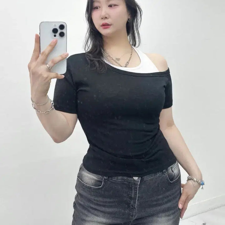 [BUNJANG] Simple One-Off Double-Sided Slim Fit Short Sleeve T-Shirt (Plus Size Available, 55-77) / 새상품 심플 원오프 양면 슬림핏 반팔 티셔츠 빅사이즈 가능 55-77