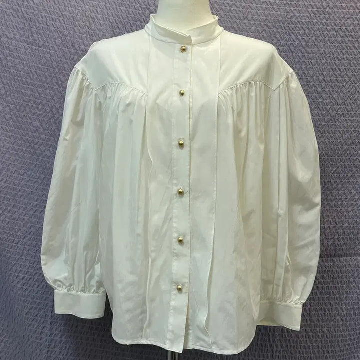 [BUNJANG] Lanvin Collection 2023 Puff Sleeve Shirring Blouse White Size 55 (New Condition) / 네고사절23년랑방컬렉션 퍼프 셔링 블라우스 화이트 55 새옷급