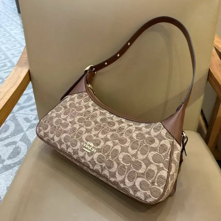 [BUNJANG] COACH Signature Pattern Shoulder Bag Brown / 코치 신상 숄더백