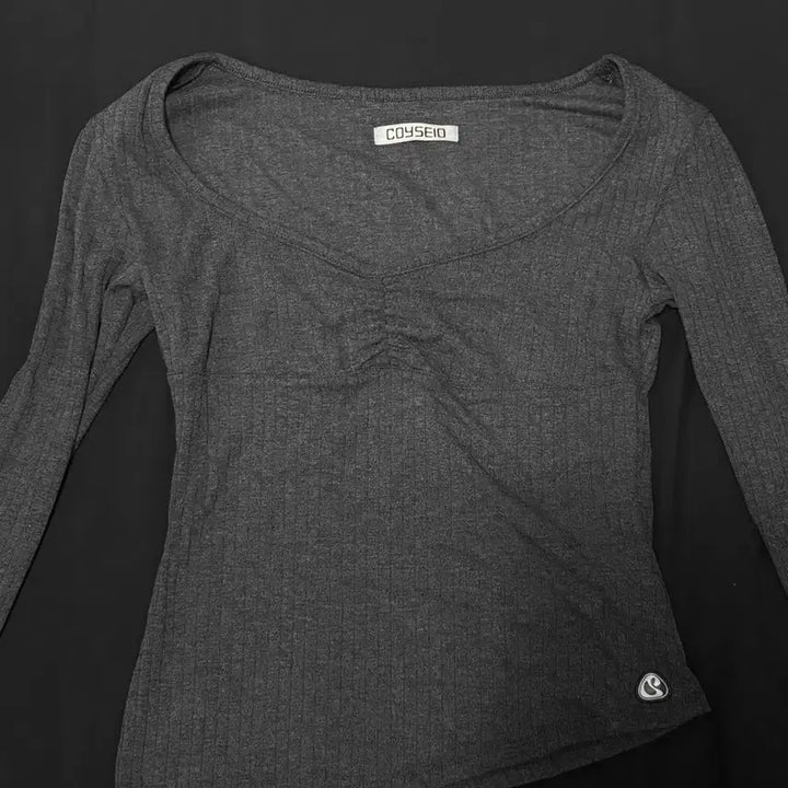 [BUNJANG] Coyseio Asymmetrical Shirring Top Charcoal Grey / 코이세이오 언발란스 셔링 탑 차콜그레이 Coyseio