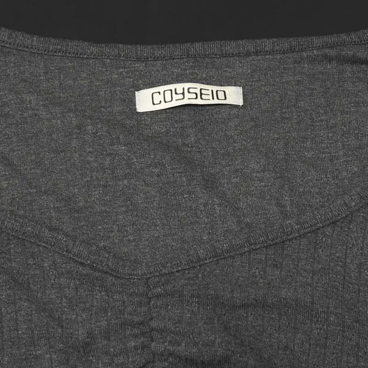 [BUNJANG] Coyseio Asymmetrical Shirring Top Charcoal Grey / 코이세이오 언발란스 셔링 탑 차콜그레이 Coyseio
