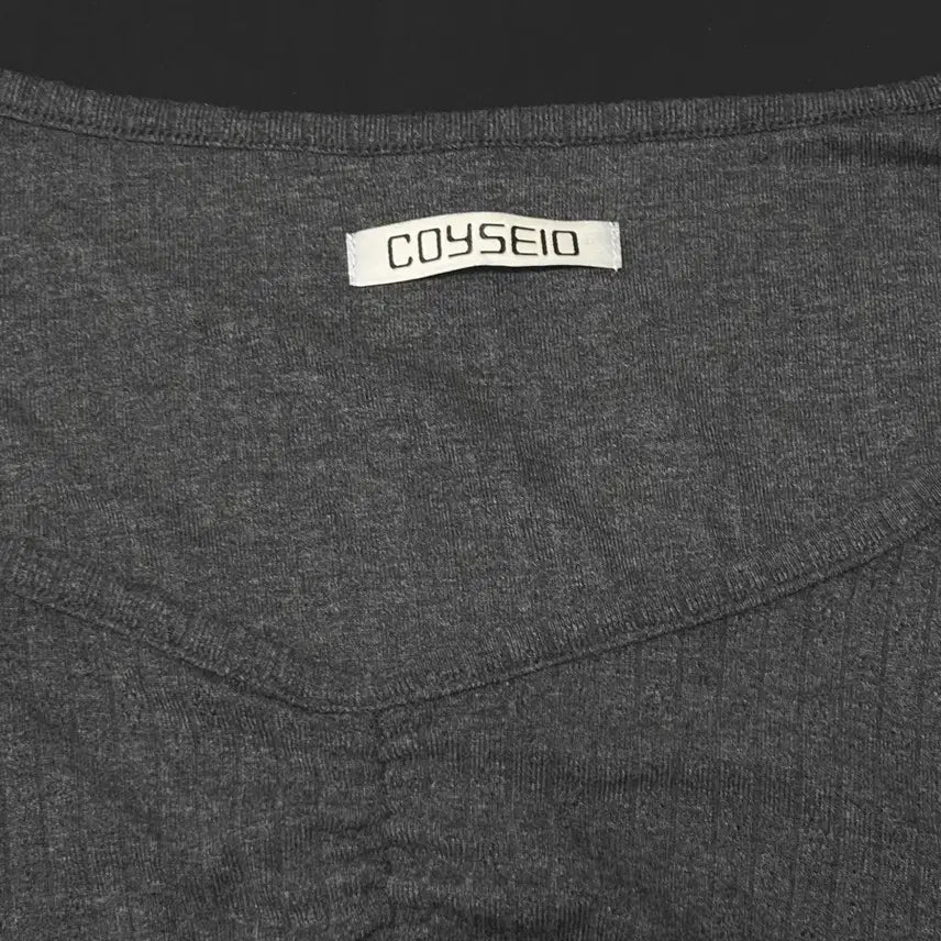 [BUNJANG] Coyseio Asymmetrical Shirring Top Charcoal Grey / 코이세이오 언발란스 셔링 탑 차콜그레이 Coyseio