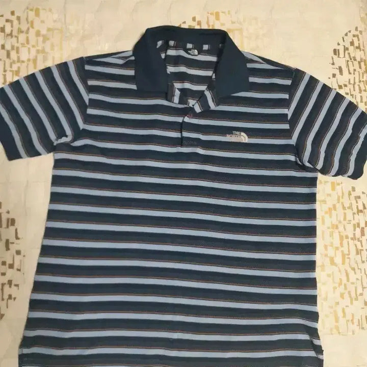 [BUNJANG] The North Face Striped Short-Sleeve Polo T-Shirt - Size L / 노스페이스 스트라이프 반팔 폴로티셔츠 L