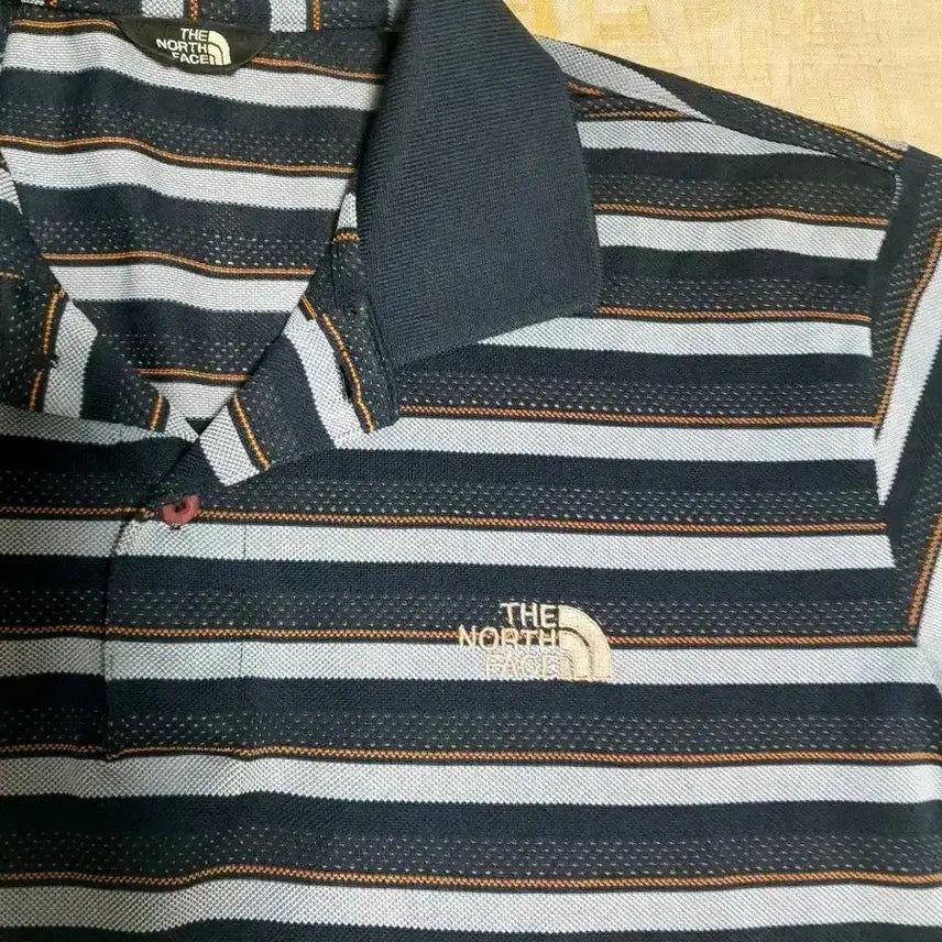 [BUNJANG] The North Face Striped Short-Sleeve Polo T-Shirt - Size L / 노스페이스 스트라이프 반팔 폴로티셔츠 L
