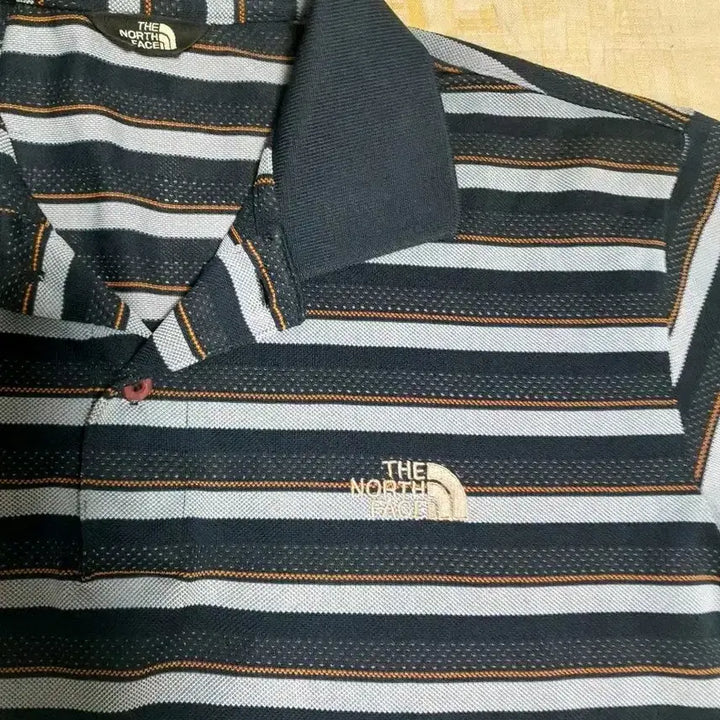 [BUNJANG] The North Face Striped Short-Sleeve Polo T-Shirt - Size L / 노스페이스 스트라이프 반팔 폴로티셔츠 L