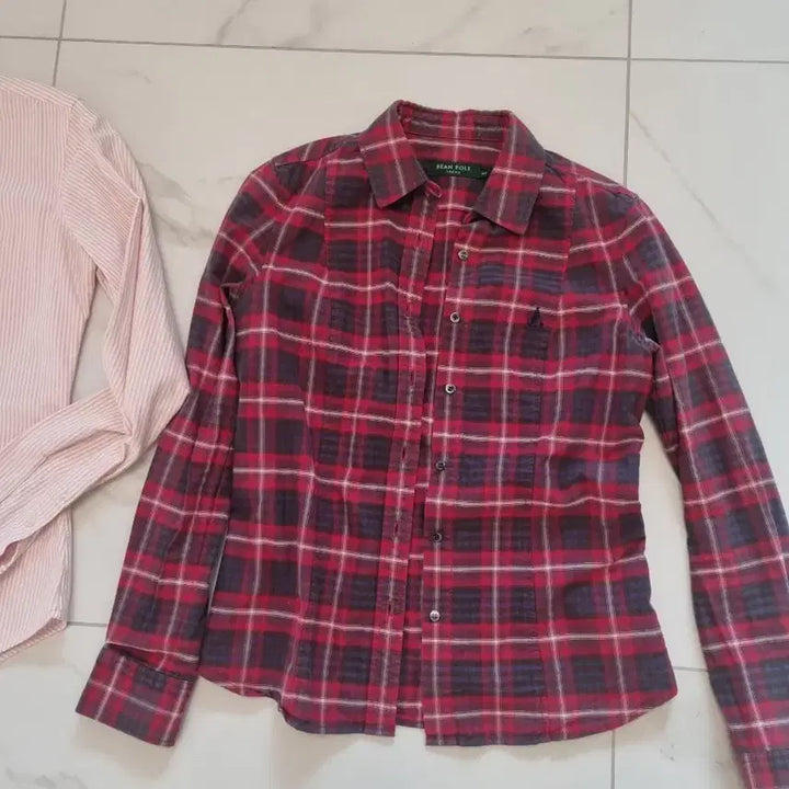 [BUNJANG] Ralph Lauren Pink Stripe, Red Check, Knit Vest Layered Shirts Bundle Set / 빈폴. 랄프로렌 셔츠 3종류일괄.