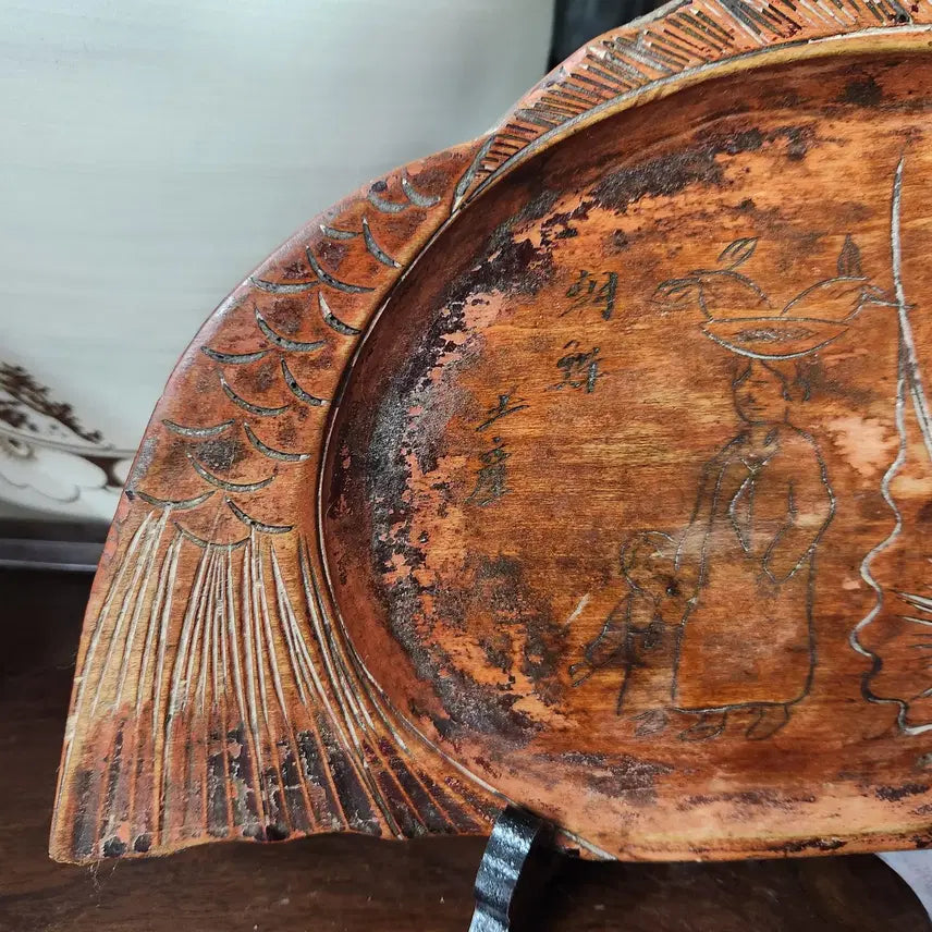 [BUNJANG] Hand-Carved Wooden Serving Tray with Fish Motif / 근대사 물고기형 차반쟁반 찻잔받침 나무접시