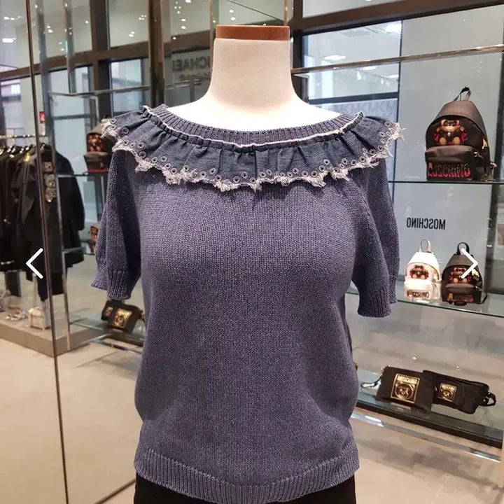 [BUNJANG] Moschino Boutique Denim Frill Knit (Blue) / 모스키노 부티크 데님 프릴 니트(블루)