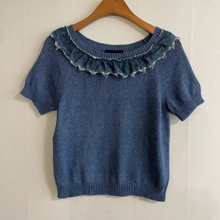 [BUNJANG] Moschino Boutique Denim Frill Knit (Blue) / 모스키노 부티크 데님 프릴 니트(블루)