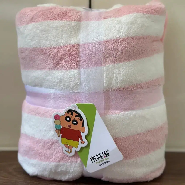 [BUNJANG] Crayon Shin-chan Pink Stripe Shower Robe / <당일발송> 짱구 샤워가운 핑크 스트라이프