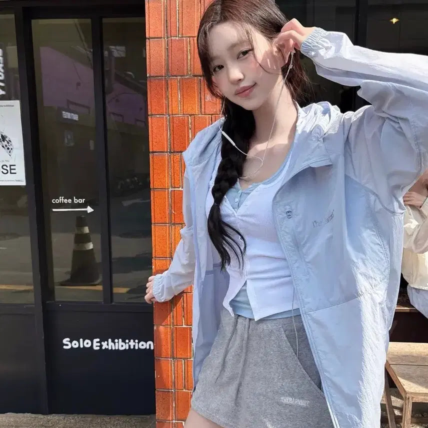 [BUNJANG] TheBarnet Aero Hooded Jacket Light Blue / 더바넷 에어로 후드 자켓 라이트블루색상