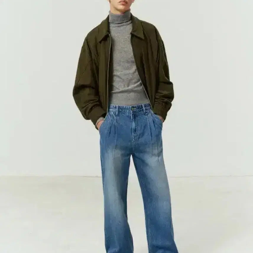 [BUNJANG] Portners Two-Tuck Wide Mid Blue Jeans (S) / (새상품)포트너스 투턱 와이드 미드 블루진(s)
