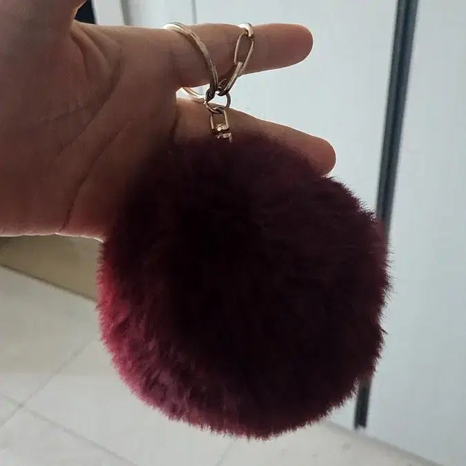 [BUNJANG] Big Burgundy Fur Pom Pom Keychain / 빅버건디 퍼 폼폼이 (키링)