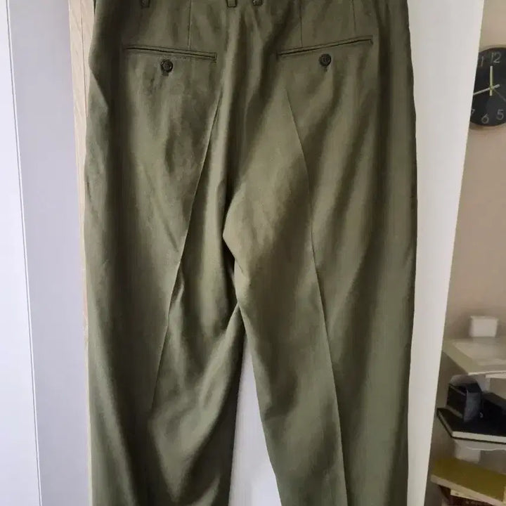 [BUNJANG] Recto Khaki Linen Blend Pin Tuck Slacks / 렉토 새상품