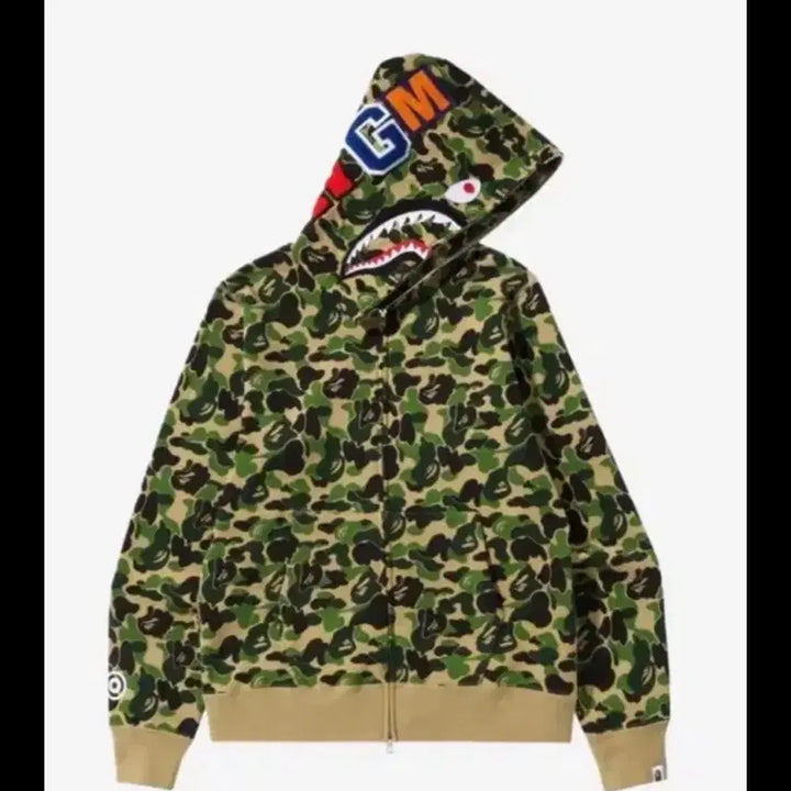 [BUNJANG] BAPE Shark Camo Full Zip Hoodie / 베이프 샤크 카모 후드집업