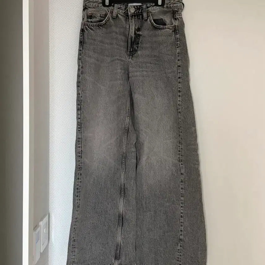 [BUNJANG] ZARA Black Wash Wide Leg Denim Pants / ZARA 흑청 와이드 데님 팬츠 EUR 36