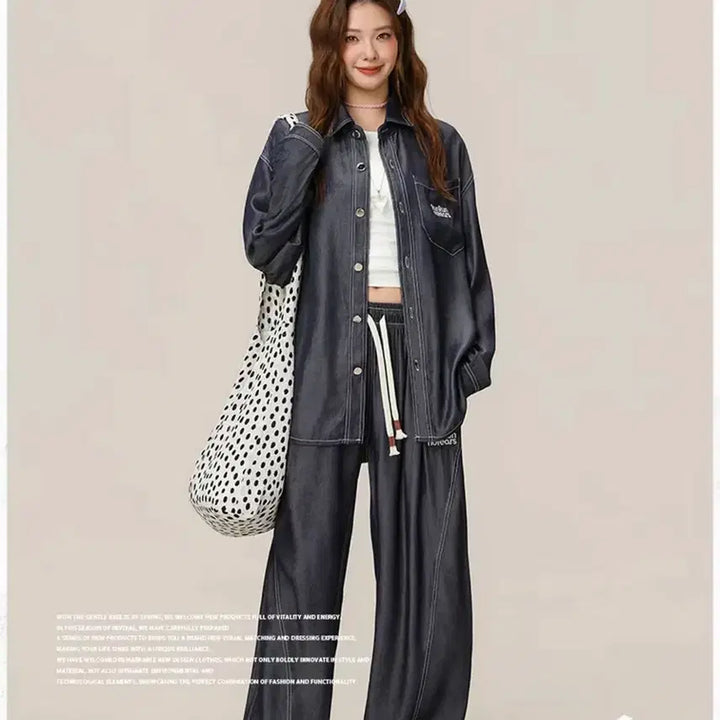 [BUNJANG] Cooling Denim Shirt &amp; Pants Set (Unisex) / 냉감 데님 셔츠&amp;팬츠 세트 새상품