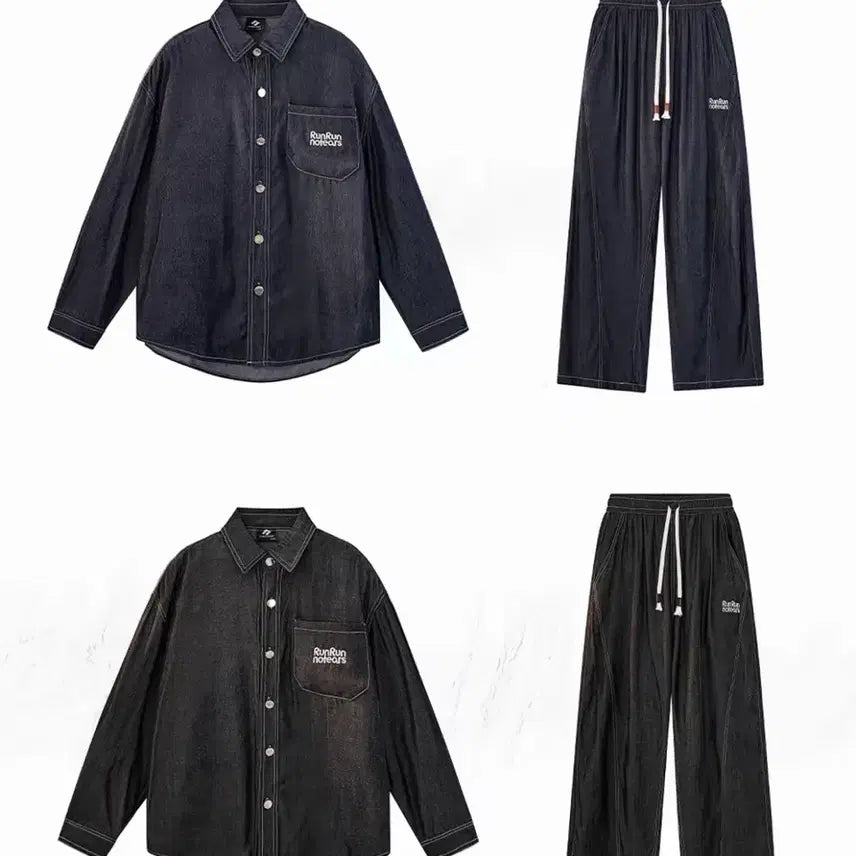 [BUNJANG] Cooling Denim Shirt &amp; Pants Set (Unisex) / 냉감 데님 셔츠&amp;팬츠 세트 새상품
