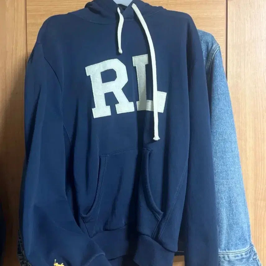[BUNJANG] Polo Ralph Lauren RL Logo Navy Hoodie / 폴로 RL 로고 네이비 후드티