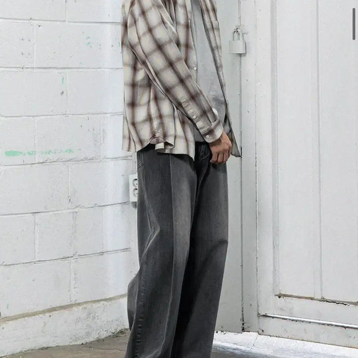 [BUNJANG] BEGIN 202 1-Tuck Wide Slacks Washed Black (Size 1) / (새상품)비긴 202 원턱 와이드 슬랙스 데님 워시드 블랙(1사이즈)