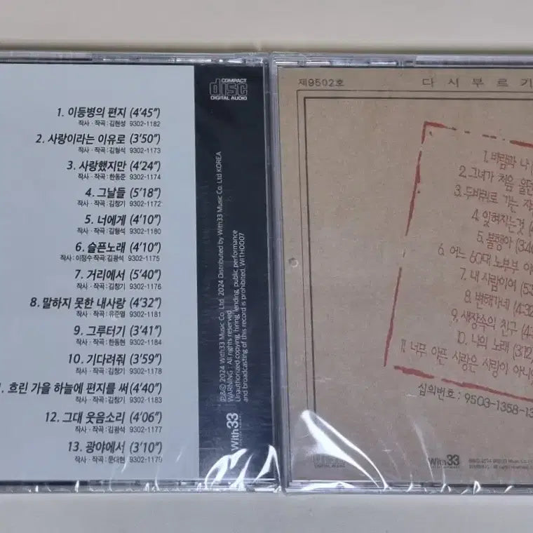 [BUNJANG] Kim Kwang Seok Re-Singing Vol. 1 &amp; 2 (Sealed 2CD) / 김광석 다시부르기 1,2 (미개봉 2CD)