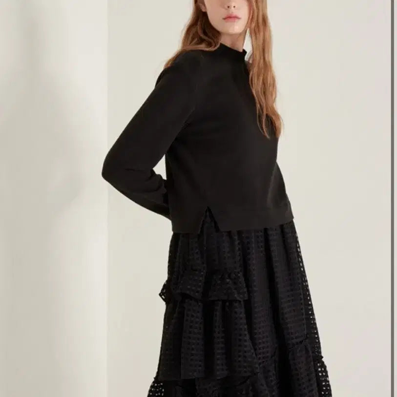 [BUNJANG] SJSJ Black Tulle Skirt Dress / 한섬 sjsj 블랙 맨투맨 티 튤 스커트 원피스