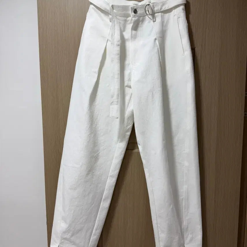 [BUNJANG] London Plot Cotton Slit Pants White M / 런던플랏 코튼 슬릿 팬츠 화이트 바지 M