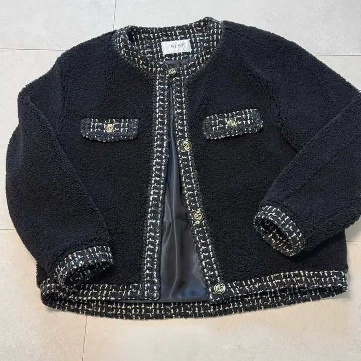 [BUNJANG] SJSJ Tweed Dumble Black Jacket / 한섬 SJSJ 트위드 덤블 블랙 자켓