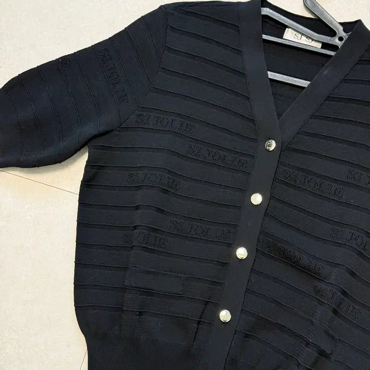 [BUNJANG] SJSJ Black Short-Sleeve Knit Cardigan / 한섬 SJSJ 블랙 반팔 니트 가디건