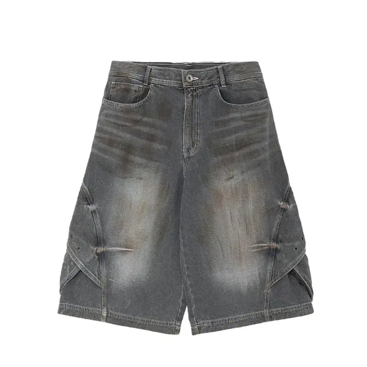[BUNJANG] BLR Curved Cover Cargo Bermuda Washed Denim Pants Oil L / BLR 커브드 커버 카고 버뮤다 워싱 데님 팬츠 오일 L