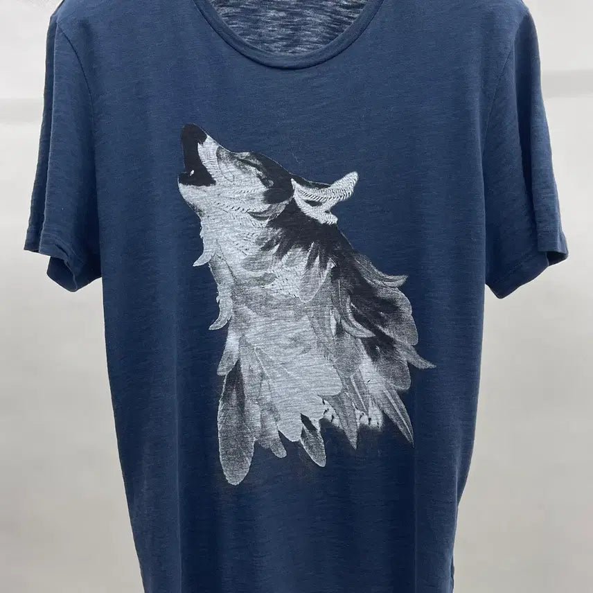 [BUNJANG] Time Homme One-Point Wolf Graphic T-Shirt / 타임 원포인트 반팔티셔츠