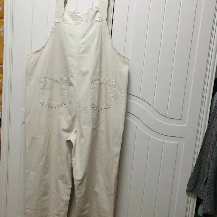 [BUNJANG] MMFISH Beige Cotton Bib Overalls - Size L (Fits 28-30) / 아이보리 면 멜빵 바지 28ㅡ30