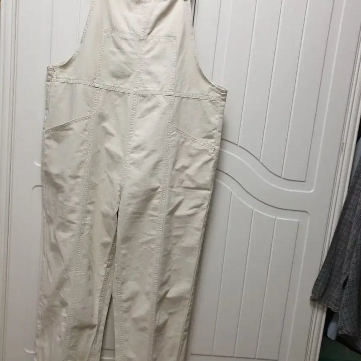 [BUNJANG] MMFISH Beige Cotton Bib Overalls - Size L (Fits 28-30) / 아이보리 면 멜빵 바지 28ㅡ30