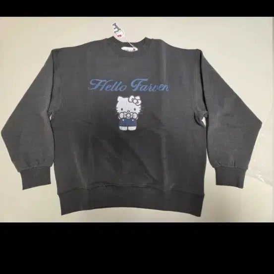 [BUNJANG] Parfage Hello Kitty Sweatshirt Black / 파르벵 헬로키티 맨투맨 티셔츠 블랙