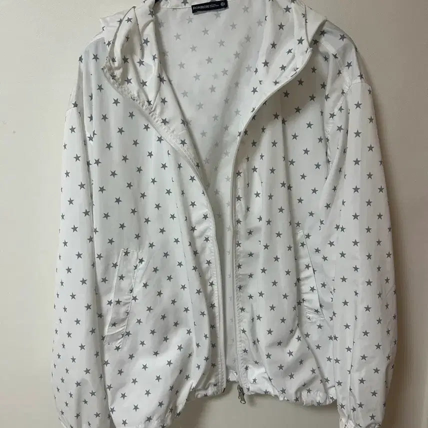 [BUNJANG] Ronron Hooded Windbreaker Jumper White Star / 론론 바람막이 HOODED WINDBREAKER JUMPER WHITE